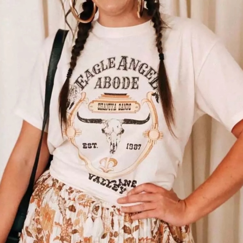 Boho Eagle Angel Western Graphic Tee T-Shirt - Picture 2 of 7